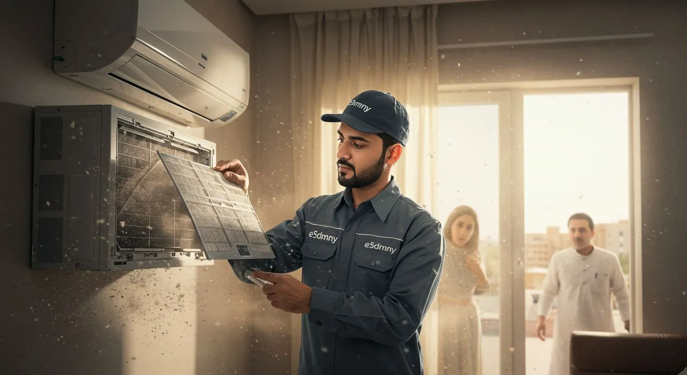 أهمية تنظيف فلاتر ومجاري الهواء للمكيفات في أجواء أبها المغبرة | 0540371285 - اخدمني
